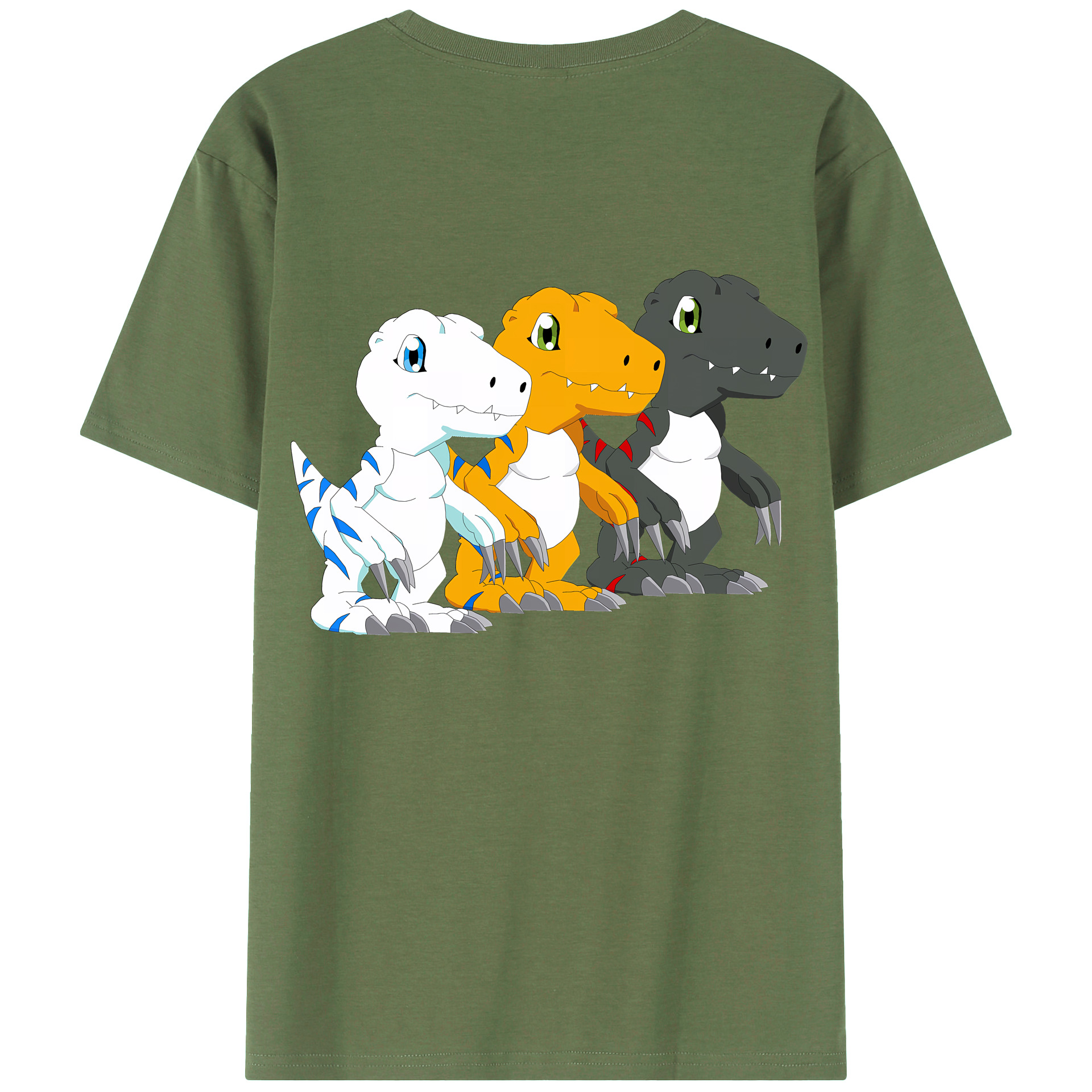 （画像用） Digimon デジタルモンスター/デジモン 綿100％ メンズ半袖Tシャツ（バックプリント） 通気性